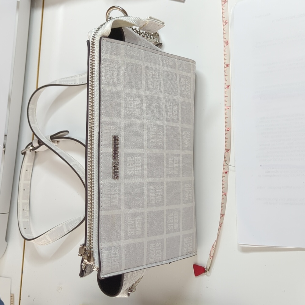 White With Grey Squares Steve Madden Crossbody Pu… - image 2